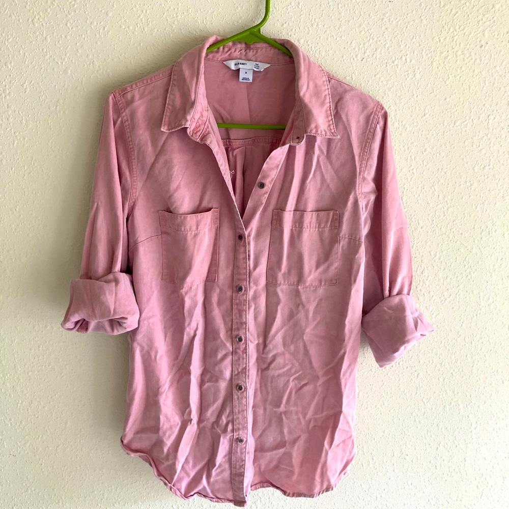Pink button up shirt